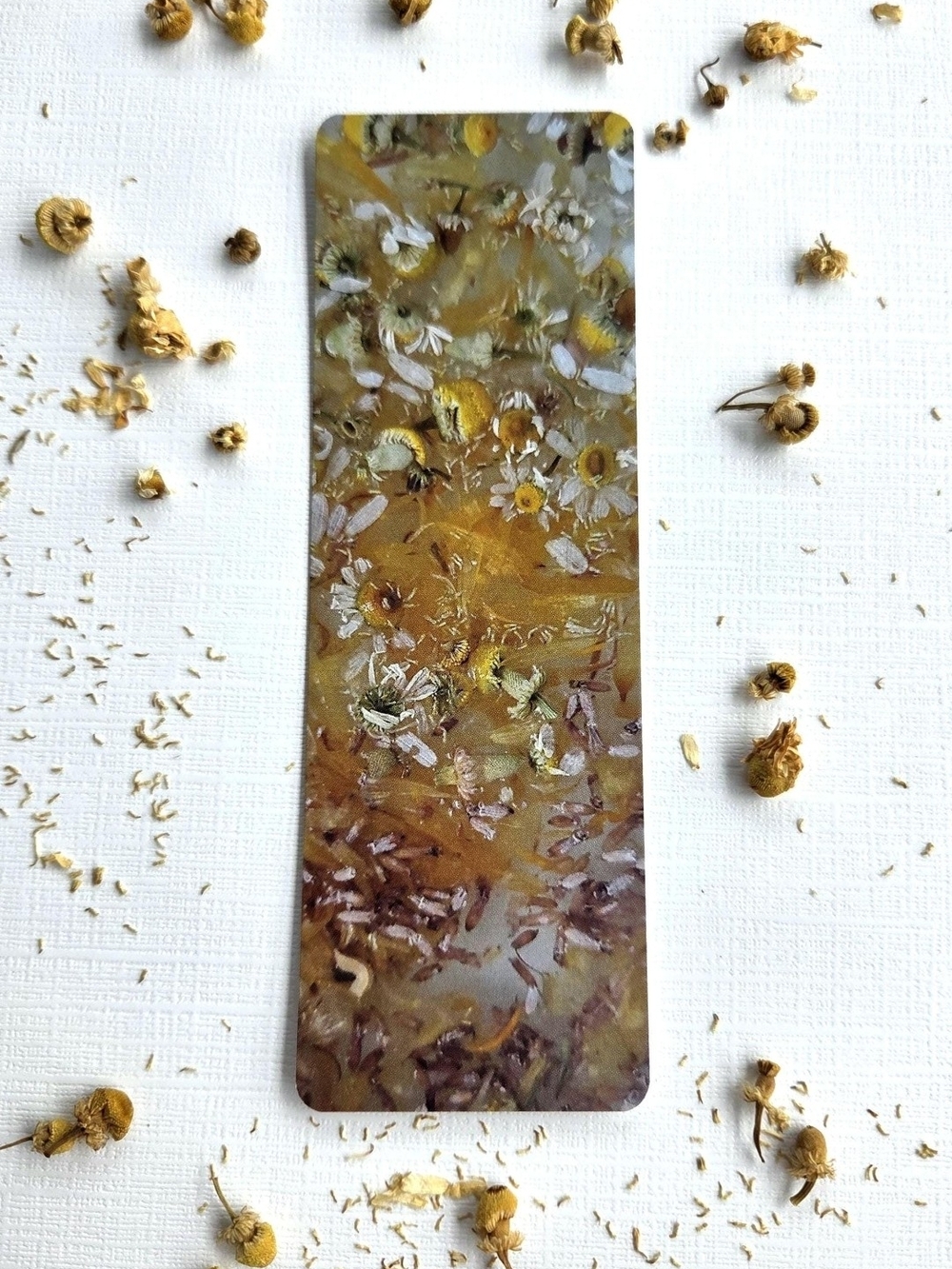 Floral Dried Flower Bookmark - Yellow & Cream Herbal Design